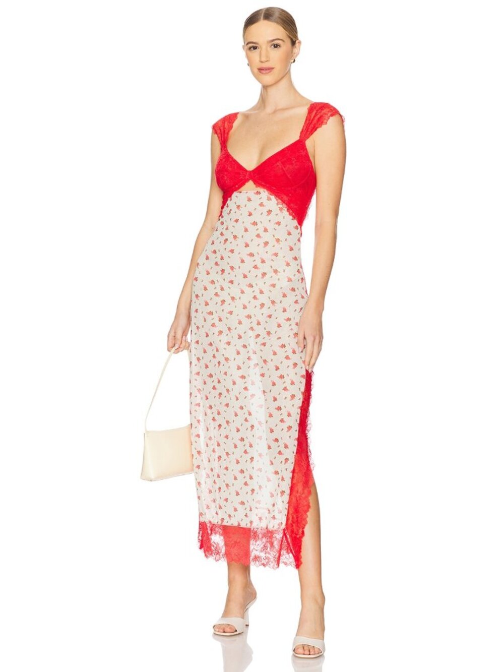 NWT New Free People Intimately Suddenly Fine Maxi Slip Dress In Tea Combo Size S
